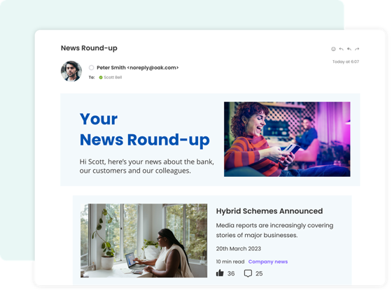 Image shows curated email newsletter