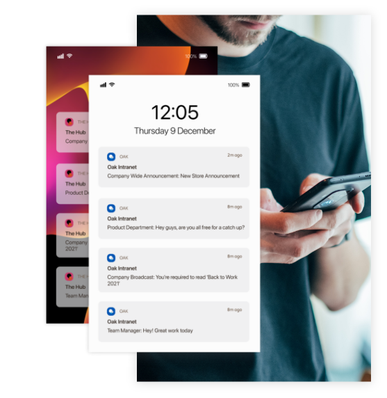 Oak Intranet push notification example