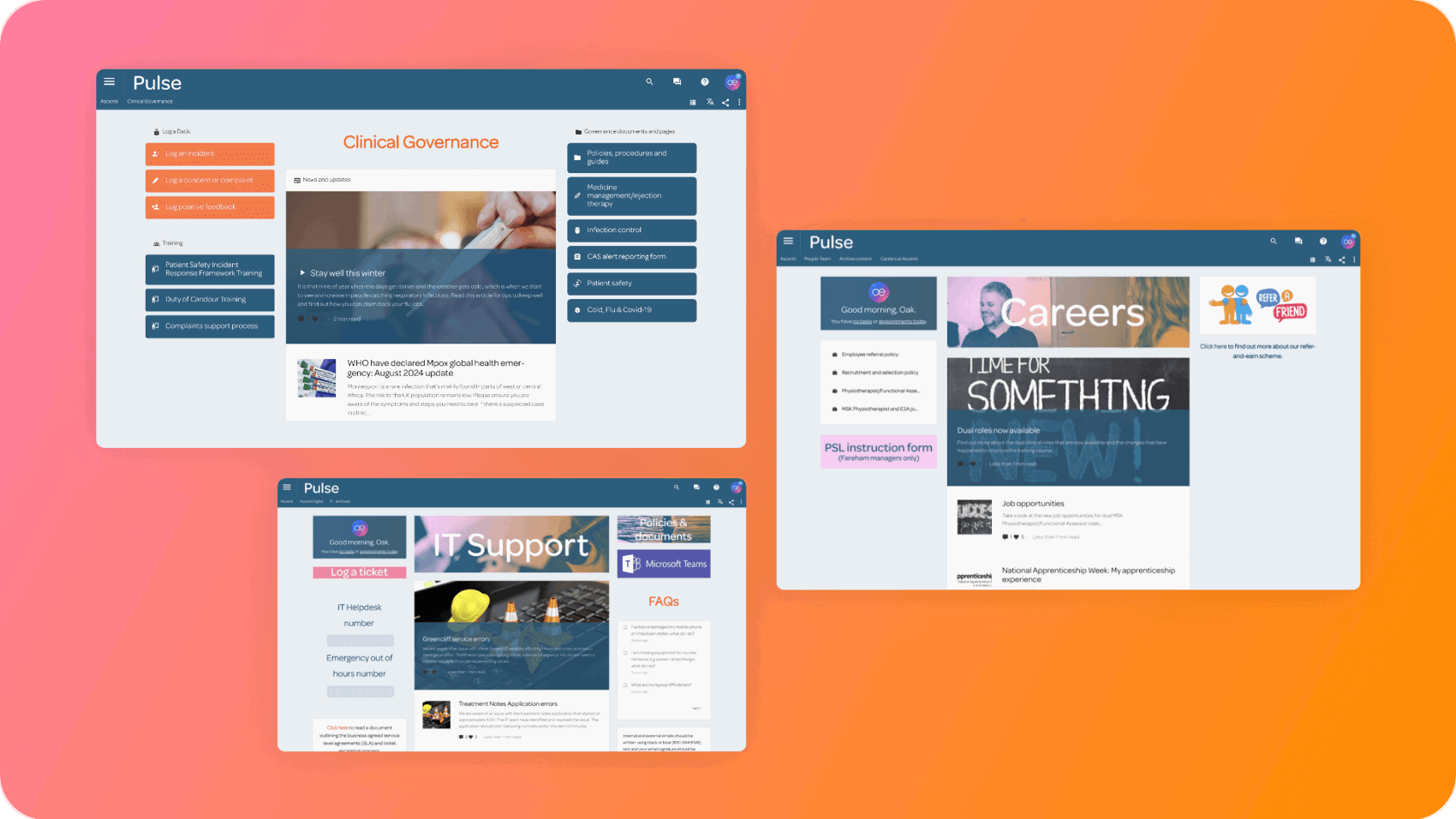 Ascenti intranet department pages