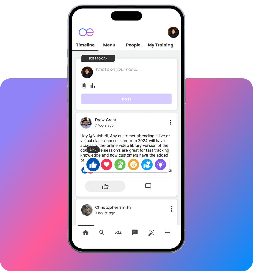 image of oak with reactions on a mobile