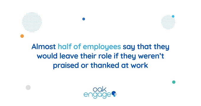 Image shows almost half of employees say they would leave their role if they weren’t or thanked for their work