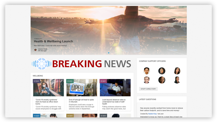 Oak engage social feed intranet feature