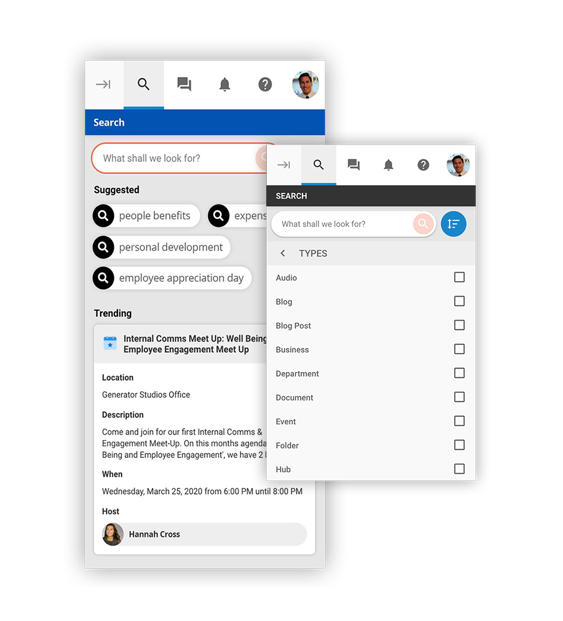 Oak intranet search feature