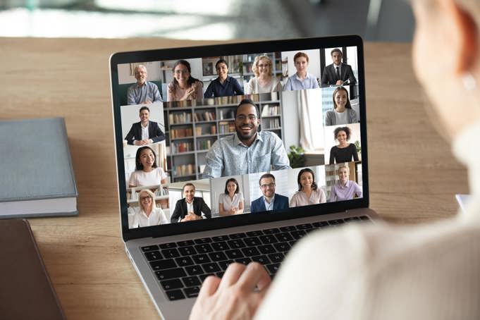 A virtual event hosted over video chat, connecting several employees