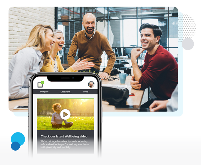 Mobile shows a video on ‘Wellbeing Tips’ on Latest News section of intranet
