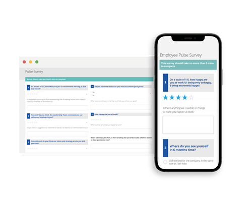 Oak Engage pulse survey questionnaire