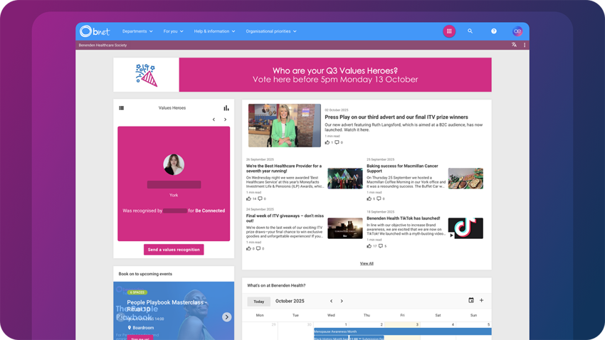 Benenden Health intranet homepage