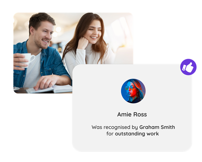 screenshot showing employee being recognised for outstanding work