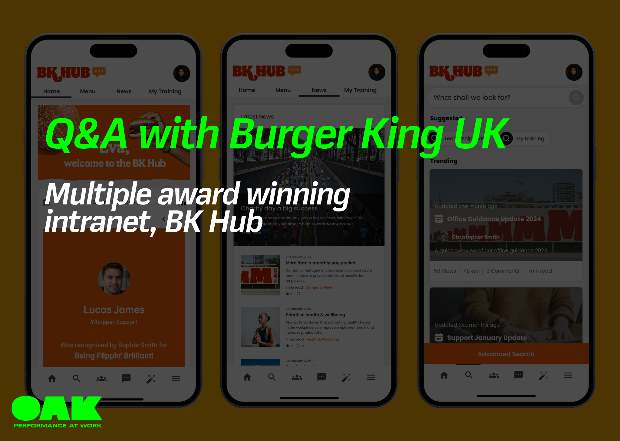 screenshot of bk hub mobile app with overlay text q&a with burger king uk