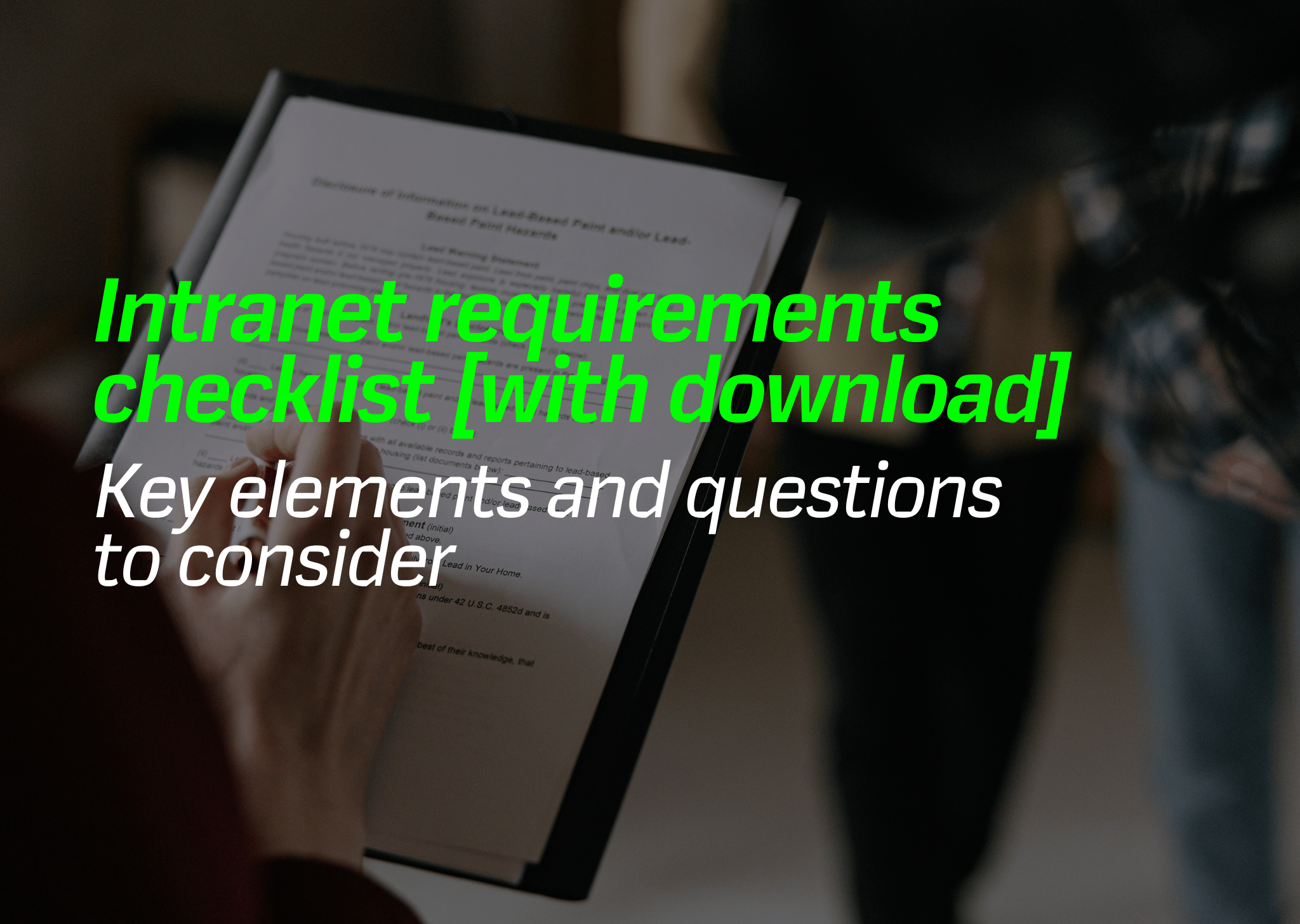 blog header for intranet requirements checklist