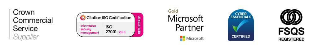 ISO certification 27001 microsoft partner and cyber essentials logo